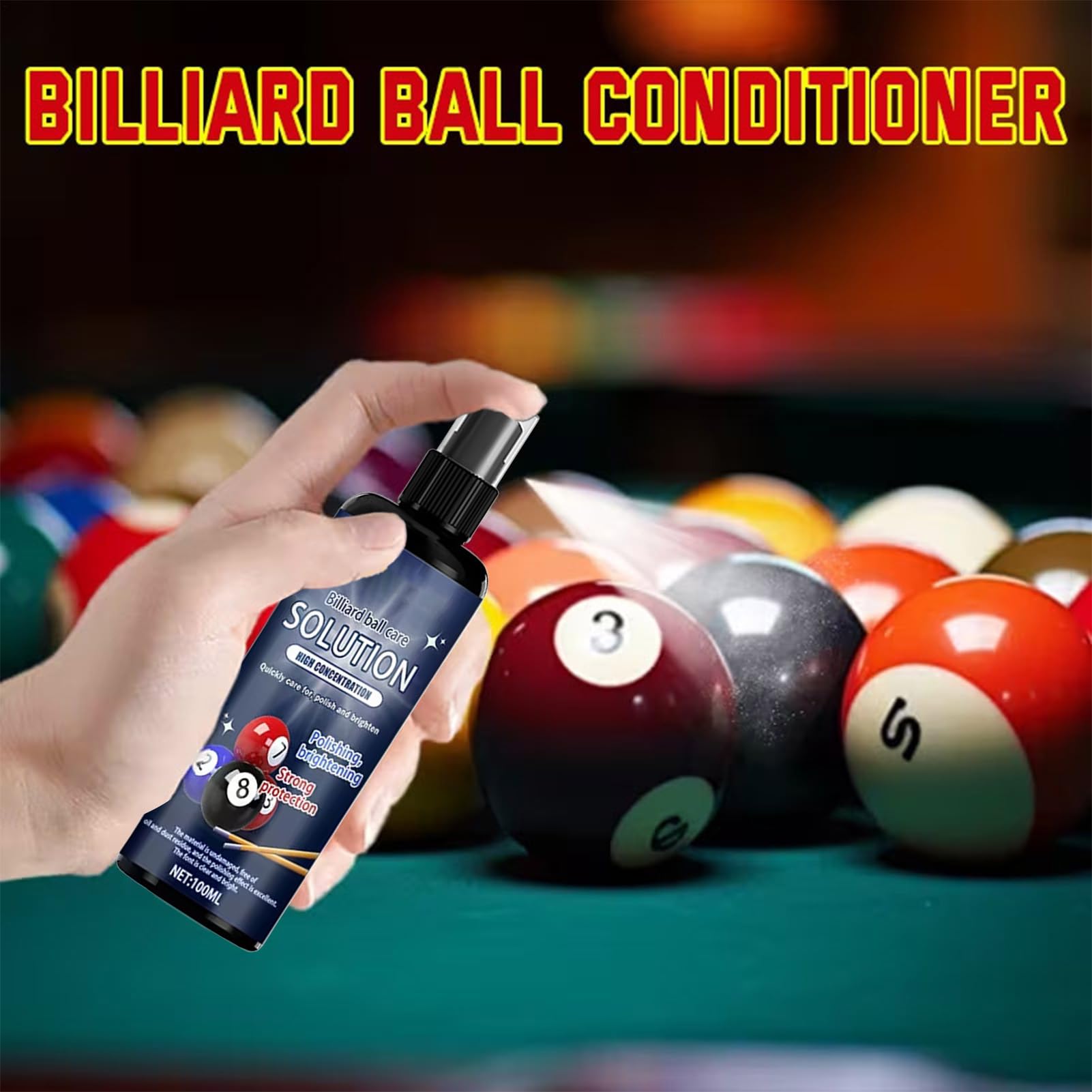 Limpiador de bolas de billar 100 ml con esponja | Accesorios de billar para piscina
