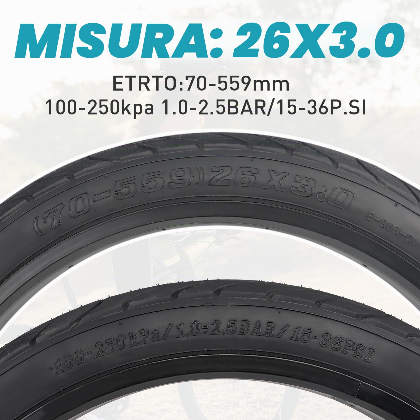 ZUKKA E Bike - Pneumatico per bicicletta 26 x 3,0, resistente alle alte prestazioni, per mountain bike, mountain bike, colore nero