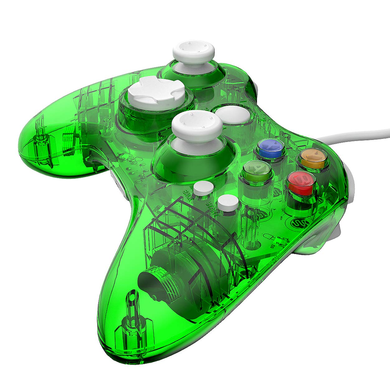 PAWHITS Wired Controller für Xbox 360 USB Kabelgebundene Gamepad Controller mit Doppelter Vibration Joypad Joystick - Transparent Grün