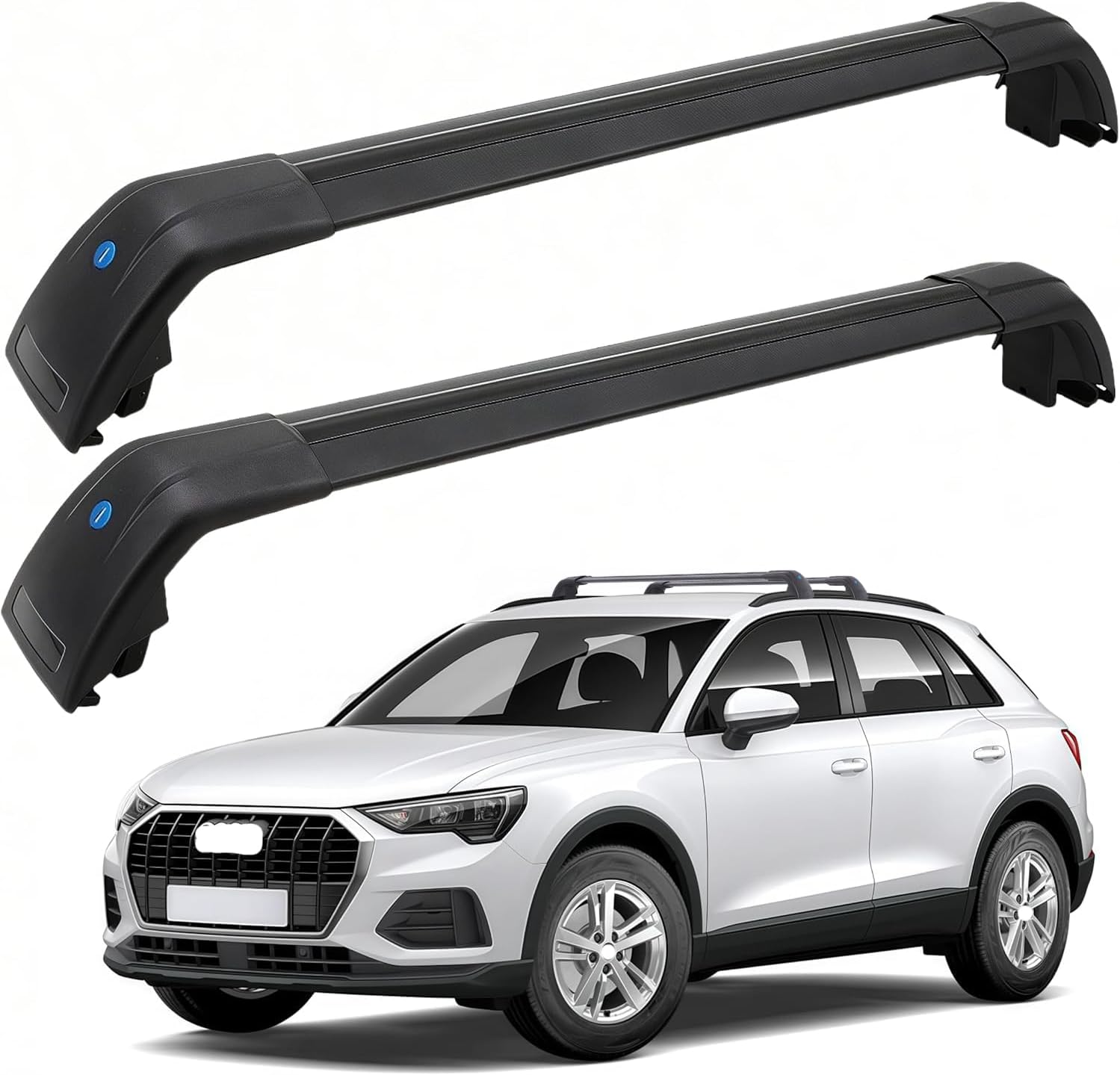 SYDSZ Cross Bar Roof Rack Fit for Audi Q3 F3 2019 2020 2021 2022 2023 2024 2025 2026, Flush Side Rails, Heavy Duty Aluminum Roof Cross Bars Rooftop Luggage Rack, Ski Rack for Car Roof