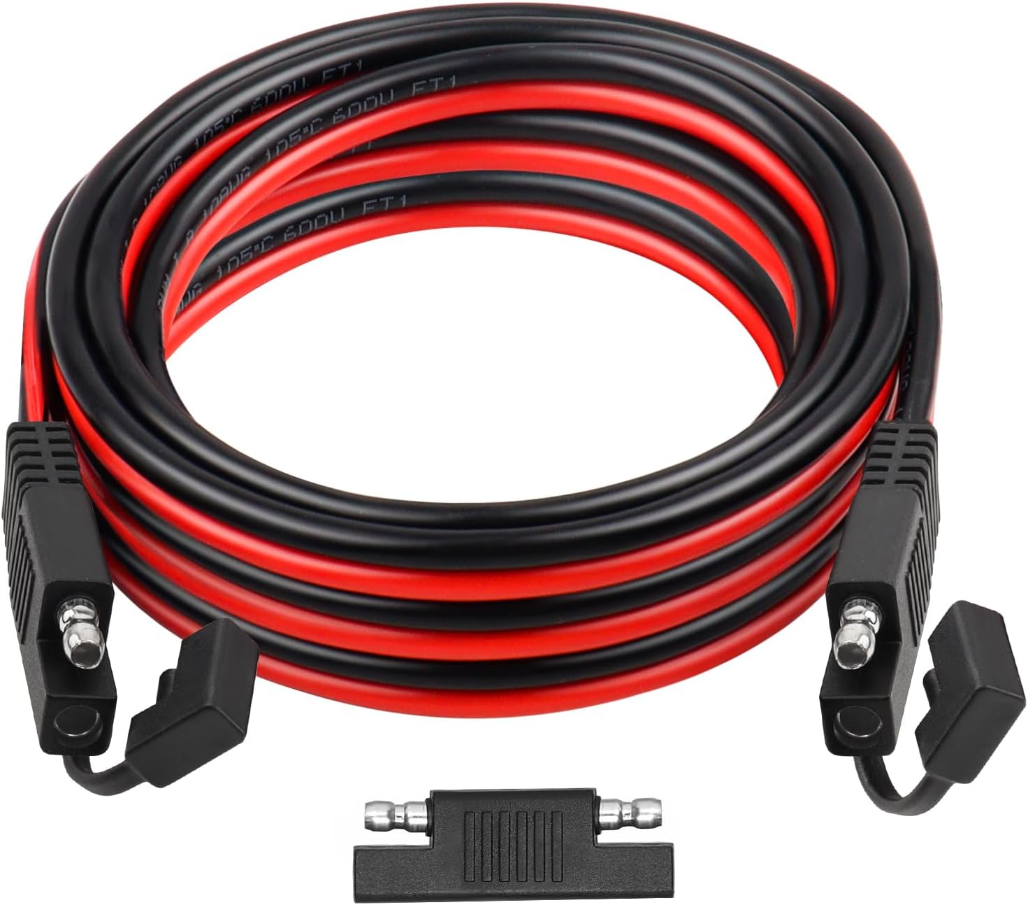SAE Extension Cable 50FT–SAE to SAE Heavy Duty 10AWG Tinned Copper Wire with SAE Battery Cable Terminal Connectors for Automotive, RV, Marine, and Solar Applications.