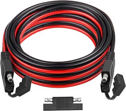 SAE Extension Cable 15FTSAE to SAE Heavy Duty 10AWG Tinned Copper Wire with SAE Battery Cable Terminal Connectors for Automotive, RV, Marine, and Solar Applications.