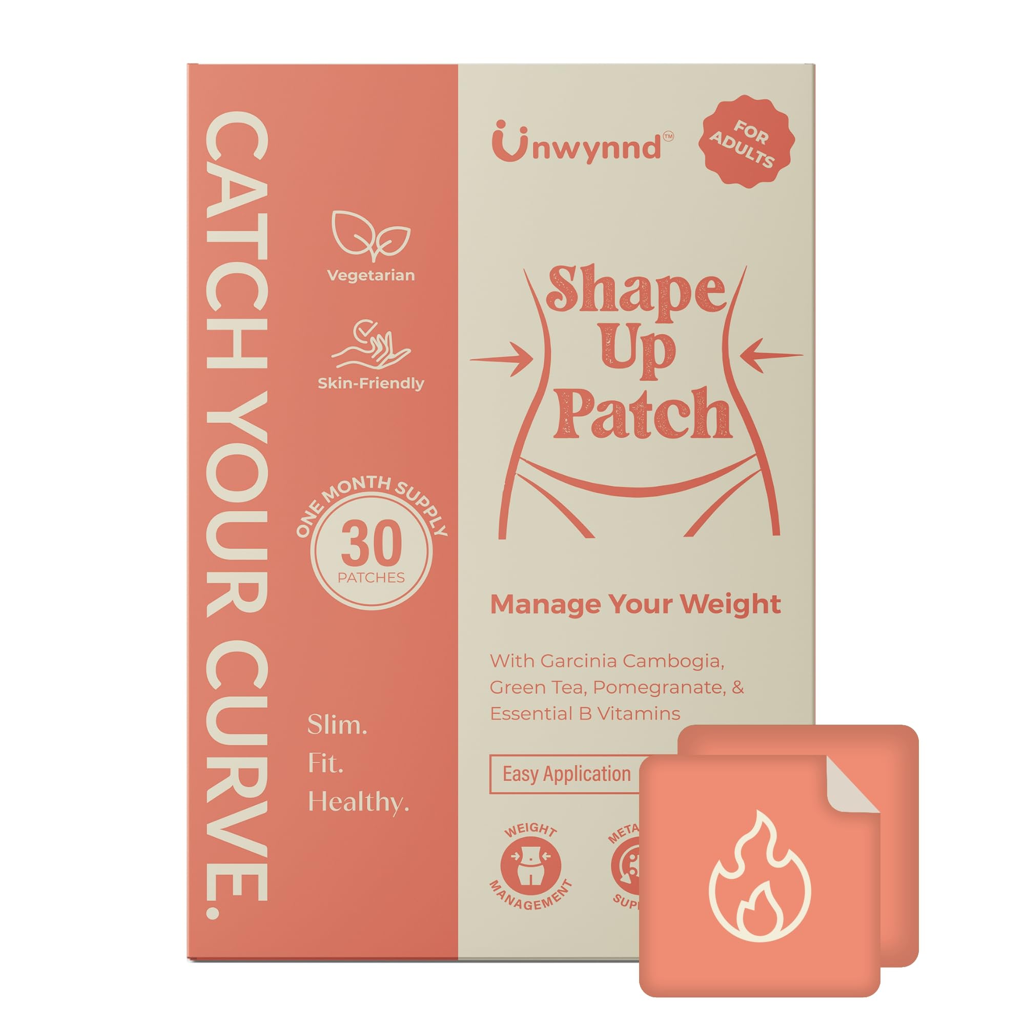 Unwynnd Shape Up Patch With Garcinia Cambogia For Weight Management For Women & Men | Metabolism & Gut Health Support | Bloating & Cravings Relief | Skin-Friendly Lean Health Aid | 30 Patches