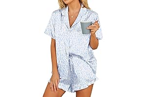 Women's Satin Pajama Set, Button-Down Lingerie, Ruffle Sleepwear