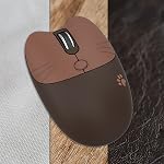 Lomiluskr Cute Cat Wireless Mouse, Silent Mouse, 2.4G Wireless Mice, Candy Colors, Kawaii Mouse for Girls and Kids (Coffee)