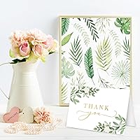 Vista 5 de AnyDesign Paquete de 24 tarjetas de agradecimiento con sobres, calcomanías de hojas verdes de acuarela, tarjetas de felicitación de hojas