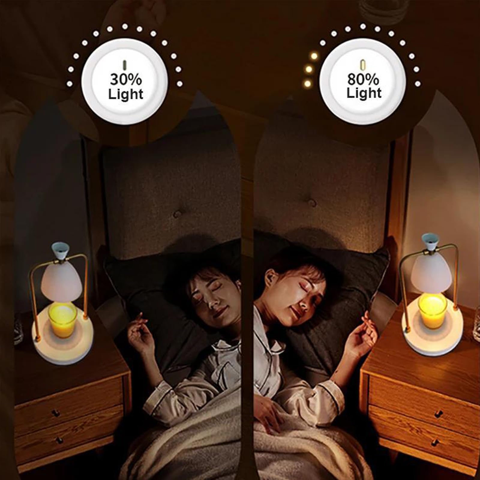 Elektryczny podgrzewacz do świec, zapachowy topielnik do wosku, lampa do podgrzewania świec z timerem i funkcją ściemniania, wosk do świec zapachowych, lampka nocna do sypialni do podgrzewaczy