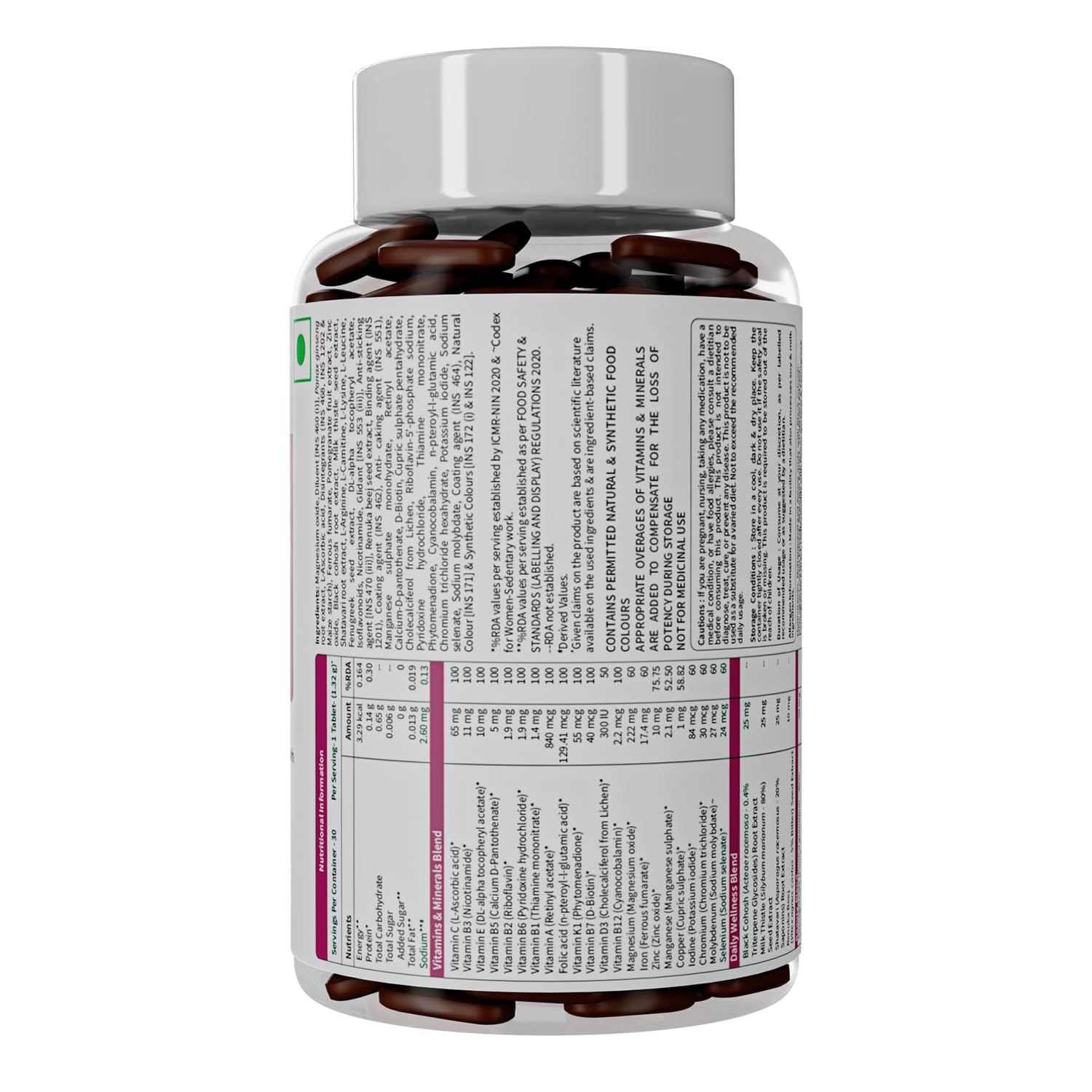 Neuherbs True Multivitamin Women -Veg Tablets|Plant Based Multivitamin for Women with Biotin, Vitamin C & 45 Other Ingredients, 1 count, 30 capsules Neuherbs True Multivitamin Women -Veg Tablets|Plant Based Multivitamin for Women with Biotin, Vitamin C & 45 Other Ingredients, 1 count, 30 capsules