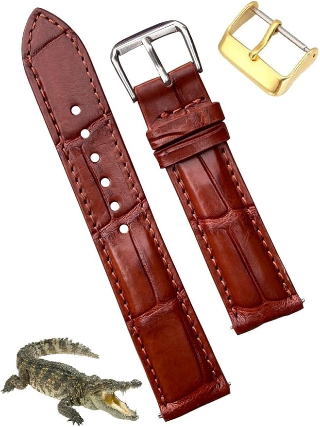 Handmade Crocodile Watch Strap Belly Hornback Wristband Alligator Watch