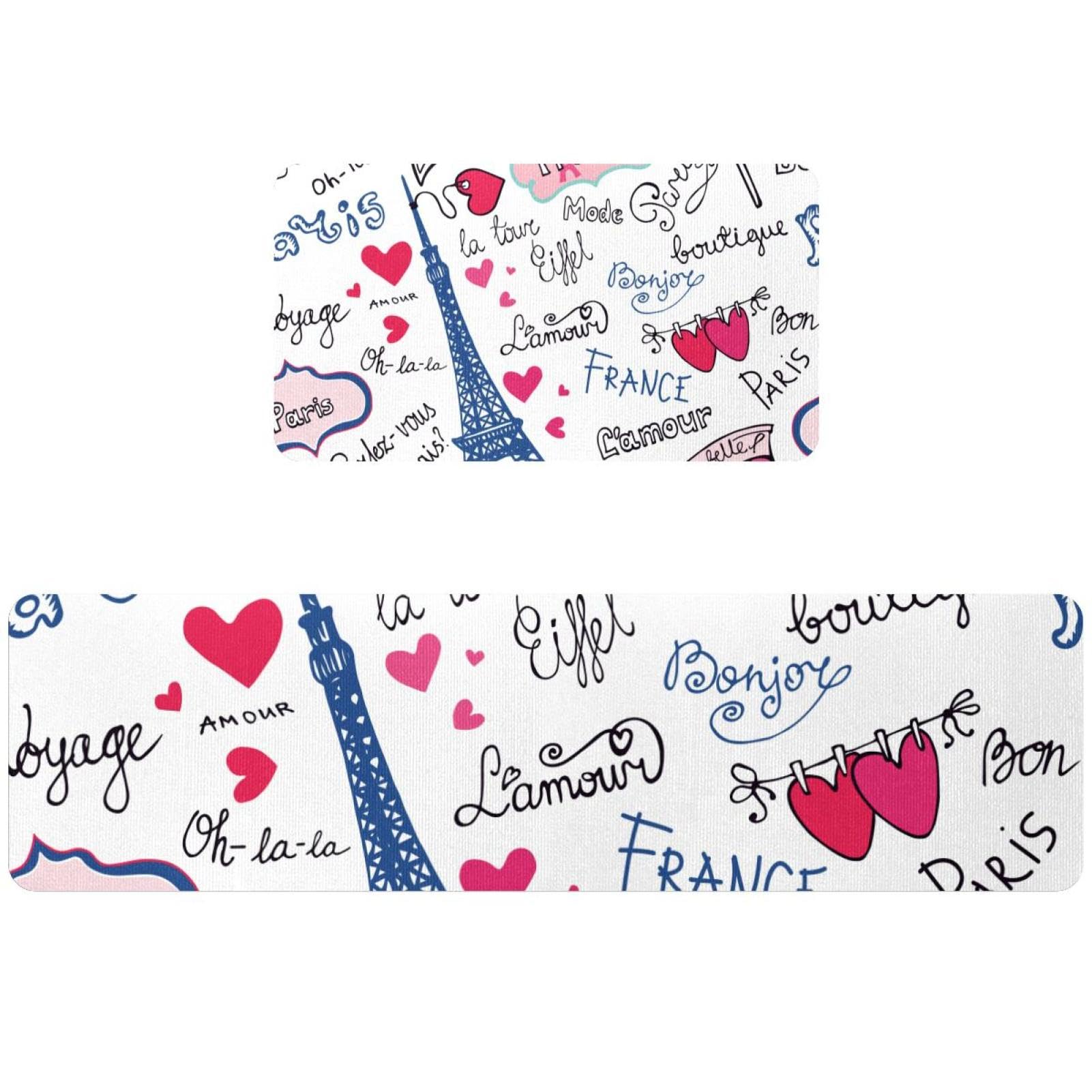 Tapis de cuisine au motif voyage en France pour couloir et buanderie