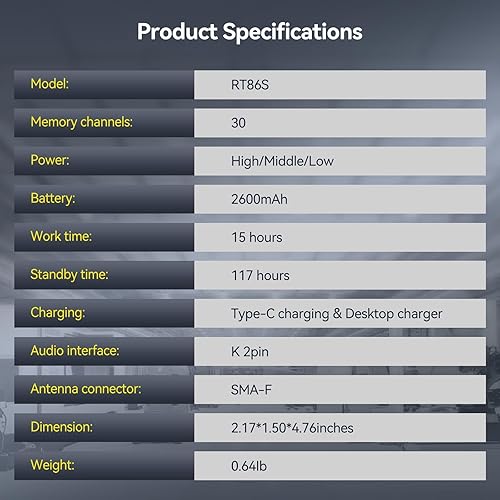 Vista 9 de (2ª generación RT86) Retevis RT86S Walkie Talkie de largo alcance, radio profesional de 2 vías con cargador de 6 vías, llamada grupal, recargable