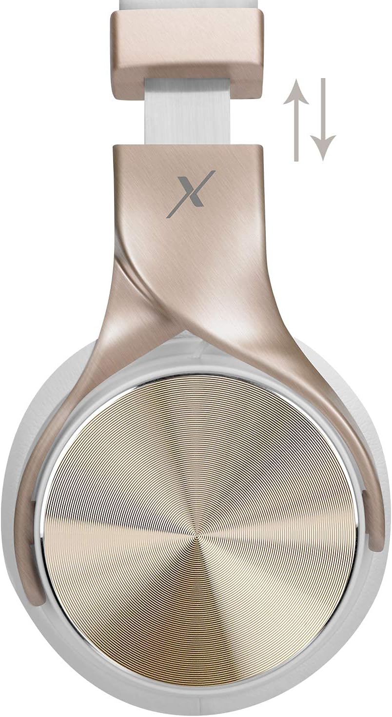 Riwbox BN5 Bluetooth Headphones Over Ear, Folding Stereo Headphones Wired Wireless with Mic Compatible for iPhone/iPad/TV/PC/Online Class/Home Office (White&Gold) : Electronics