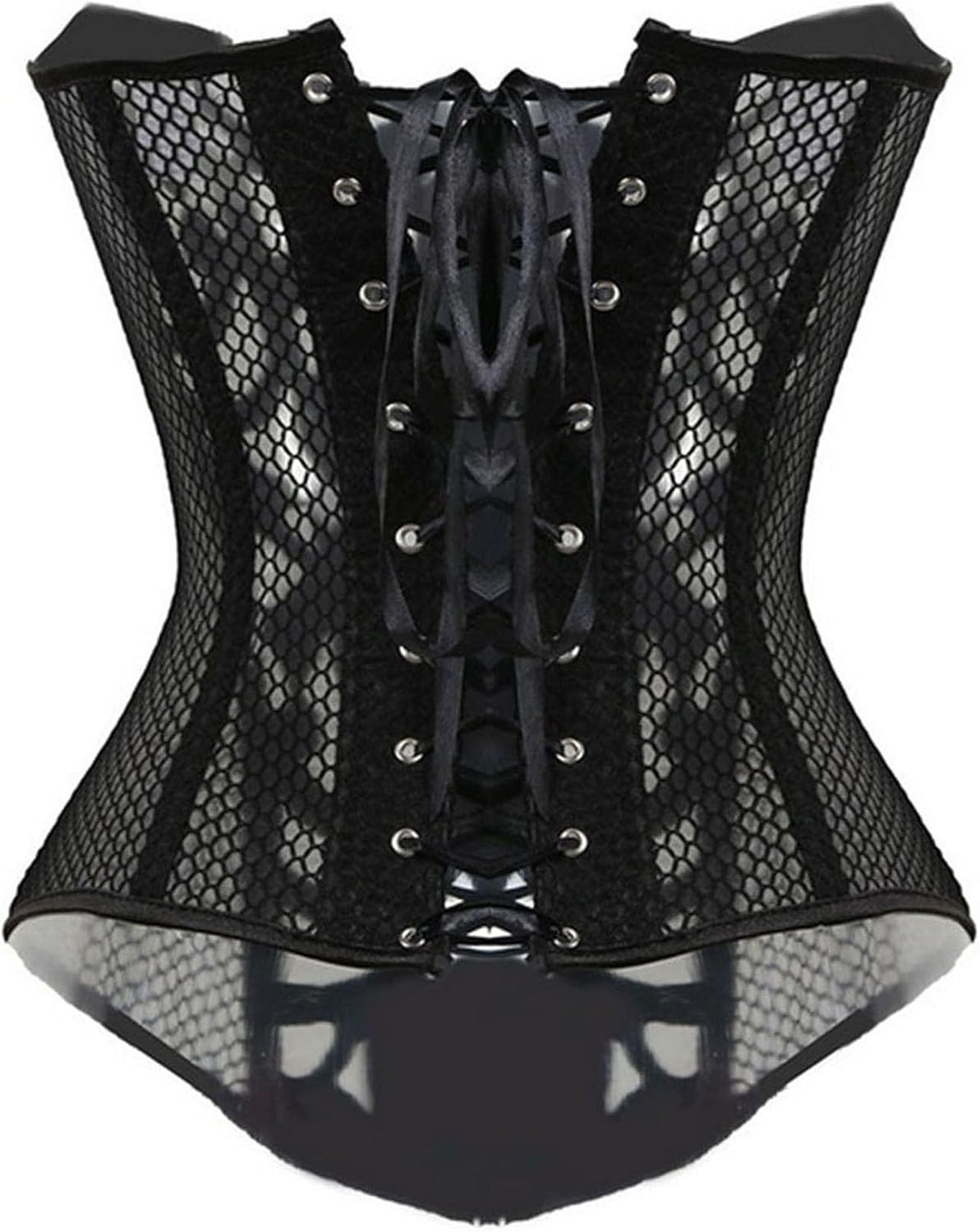VEENDEO Women's Satin Lace up Overbust Corset Bustier Plus Size + G-String - Image 3