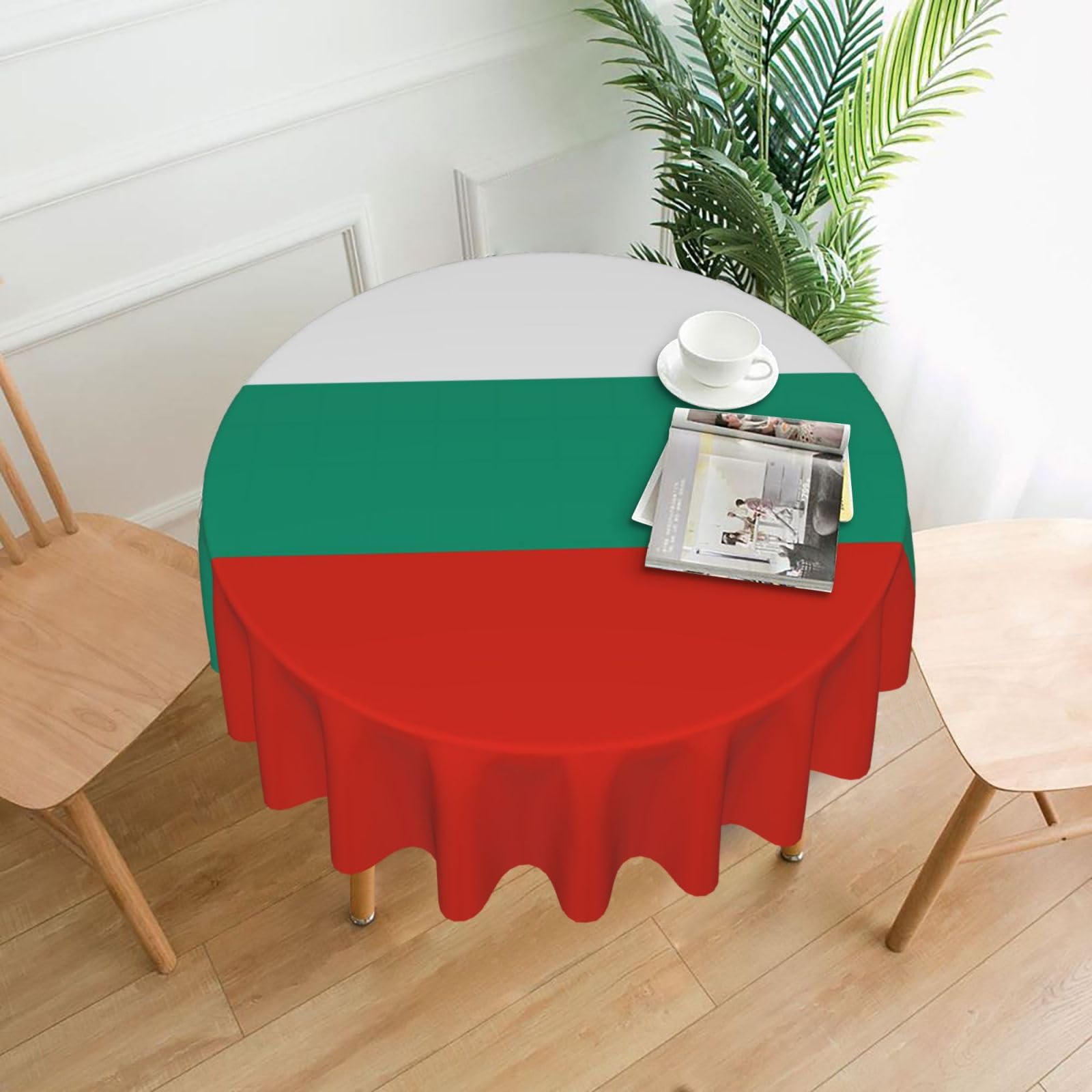 HLBSDM Bulgarian Flag Printed Practical Round Tablecloth, Durable, Suitable for Home, Restaurant, Hotel, Gathering, and Decorative Table Covers
