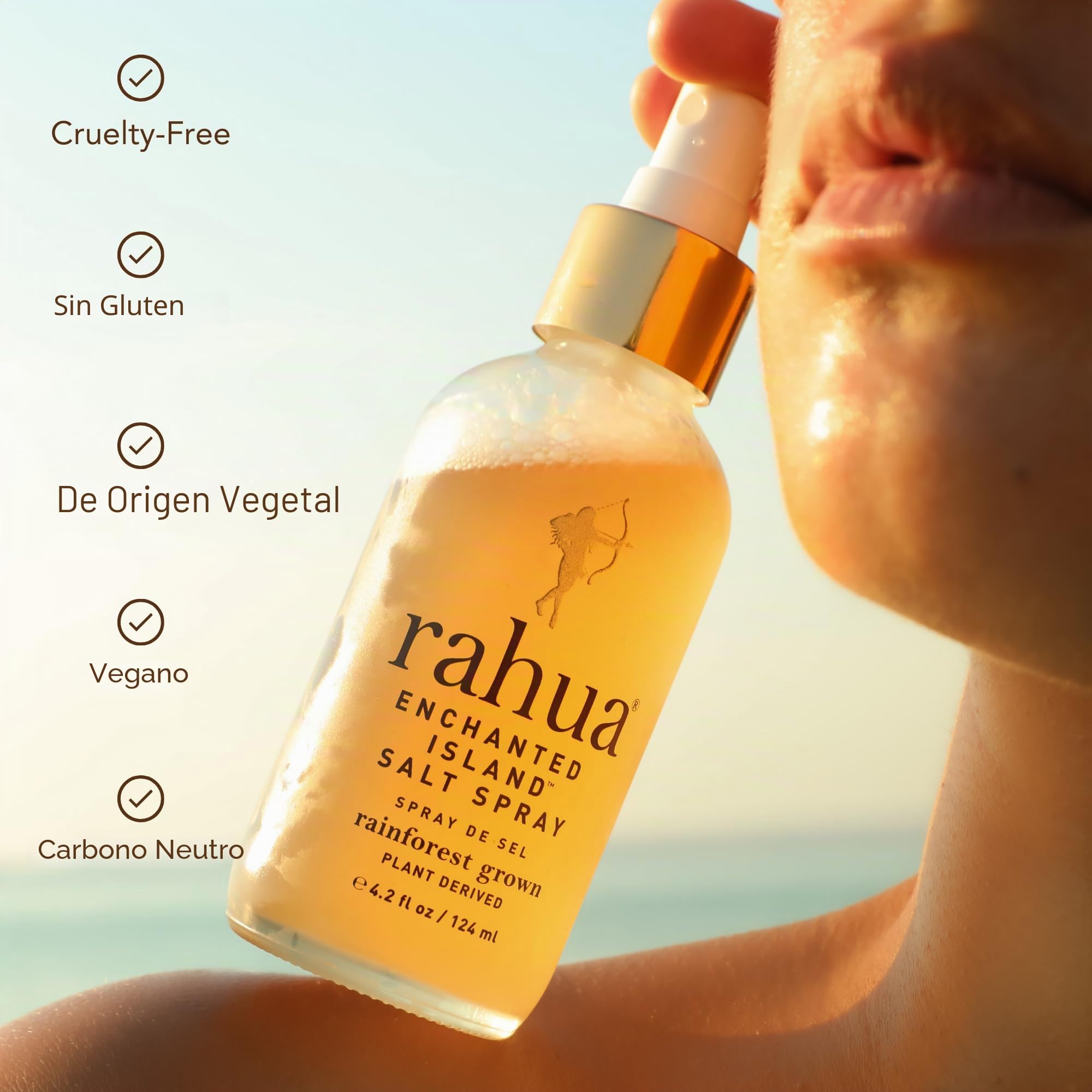 RAHUA SPRAY DE SALLA DE LA ISLANDA RAHUA 4.2 FL OZ, Producto de peinado a base de plantas Tousle and Style, Pink Sea Saltling Spray le da cabello a la playa ondulada perfectamente texturizada
