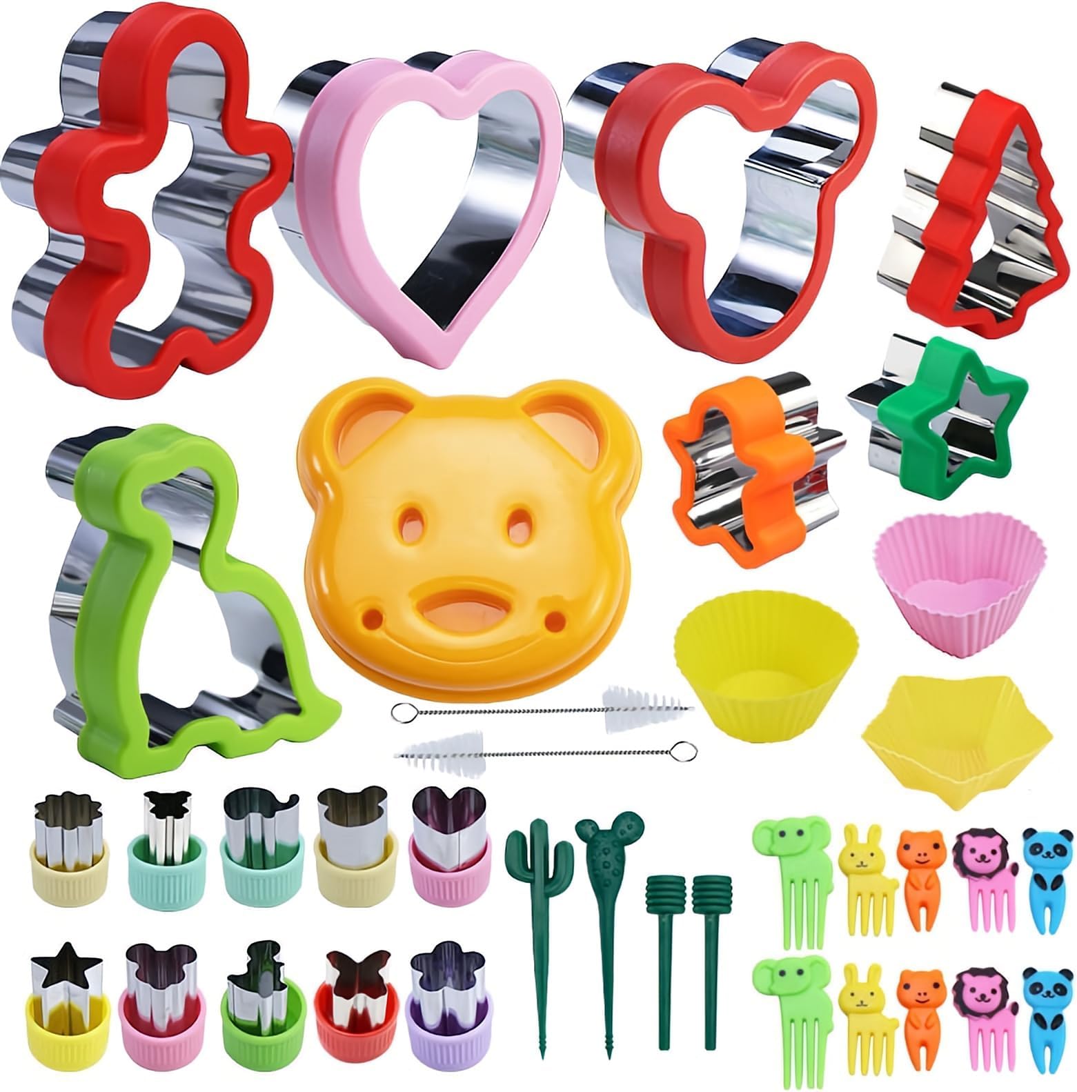 Sandwich Cutters and Sealer Set for Kids, Cookie Cutters, Sandwich Mold Maker with Shapes, Vegetable Fruit Bread Mould Set Kitchen Bento Tools (43Pcs)