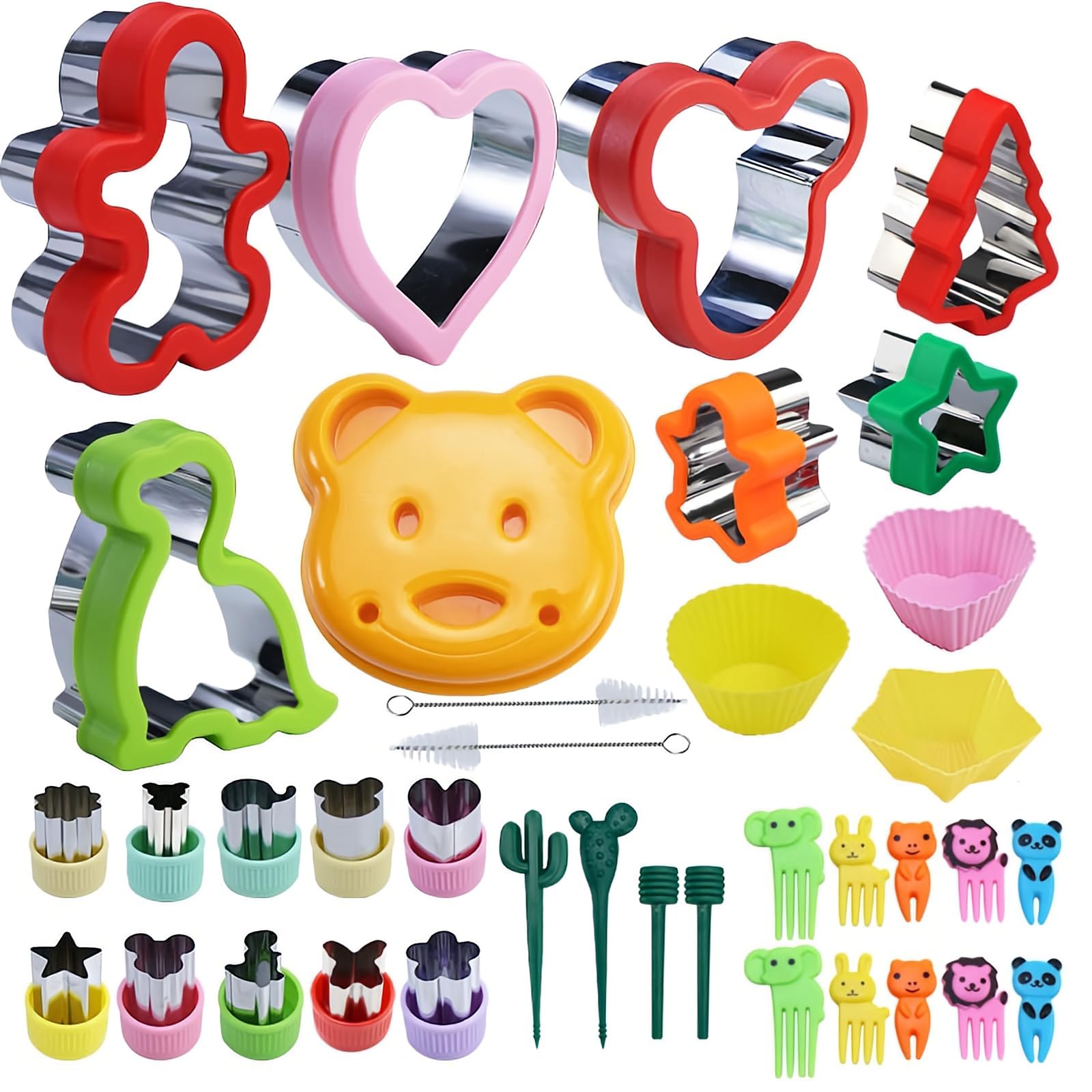 Sandwich Cutters and Sealer Set for Kids, Cookie Cutters, Sandwich Mold Maker with Shapes, Vegetable Fruit Bread Mould Set Kitchen Bento Tools (43Pcs)