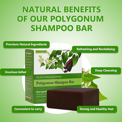 Miniatura 4 de Fo-Ti - Juego de 2 champú y acondicionador sólido Polygonum Multiflorum, voluminizador de cabello gris, barra de Fo Ti para adelgazar y oscurecer el