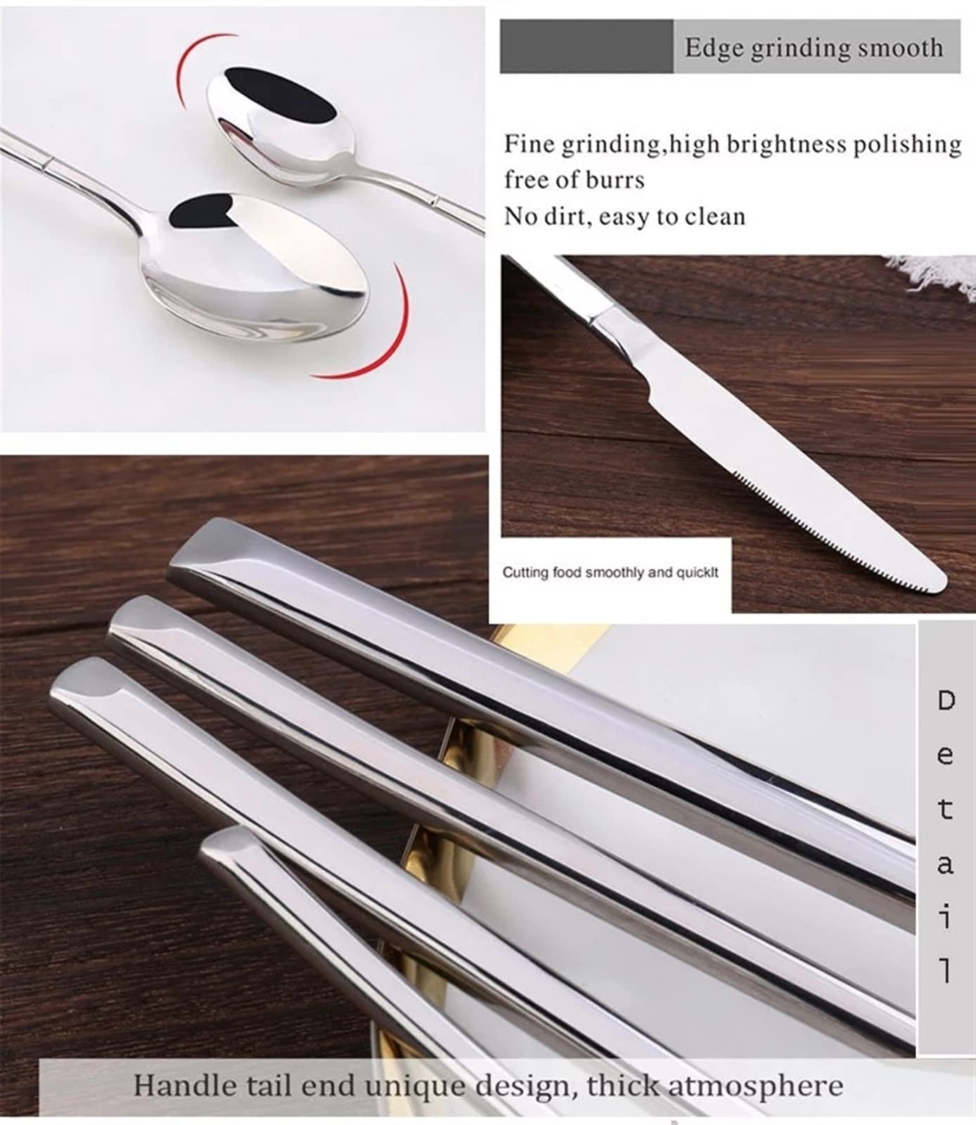 Genérico Juego De Cubiertos Dorados De 24 Piezas, Juego De Cubiertos De Acero Inoxidable, Suministros para Restaurantes De Hoteles Y Bodas, Cubiertos Clásicos Elegantes