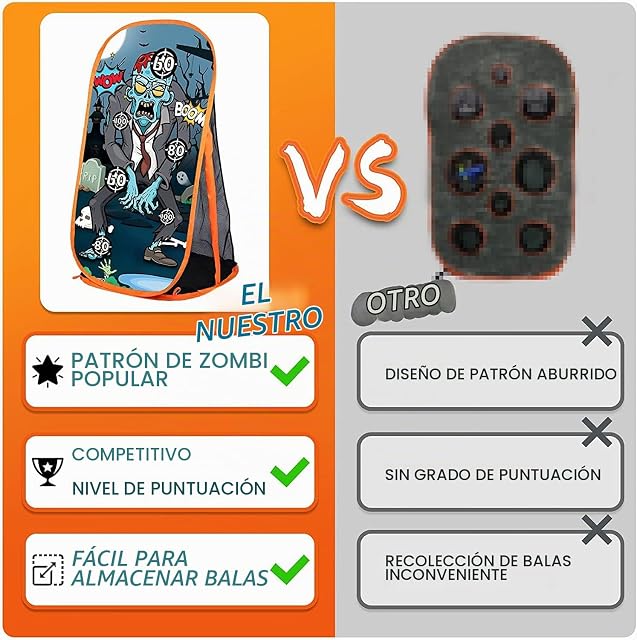 Foto 4 de 6 de Quanquer Juego de disparos para niños, juguetes para pistolas Nerf, objetivo de tiro zombi con red