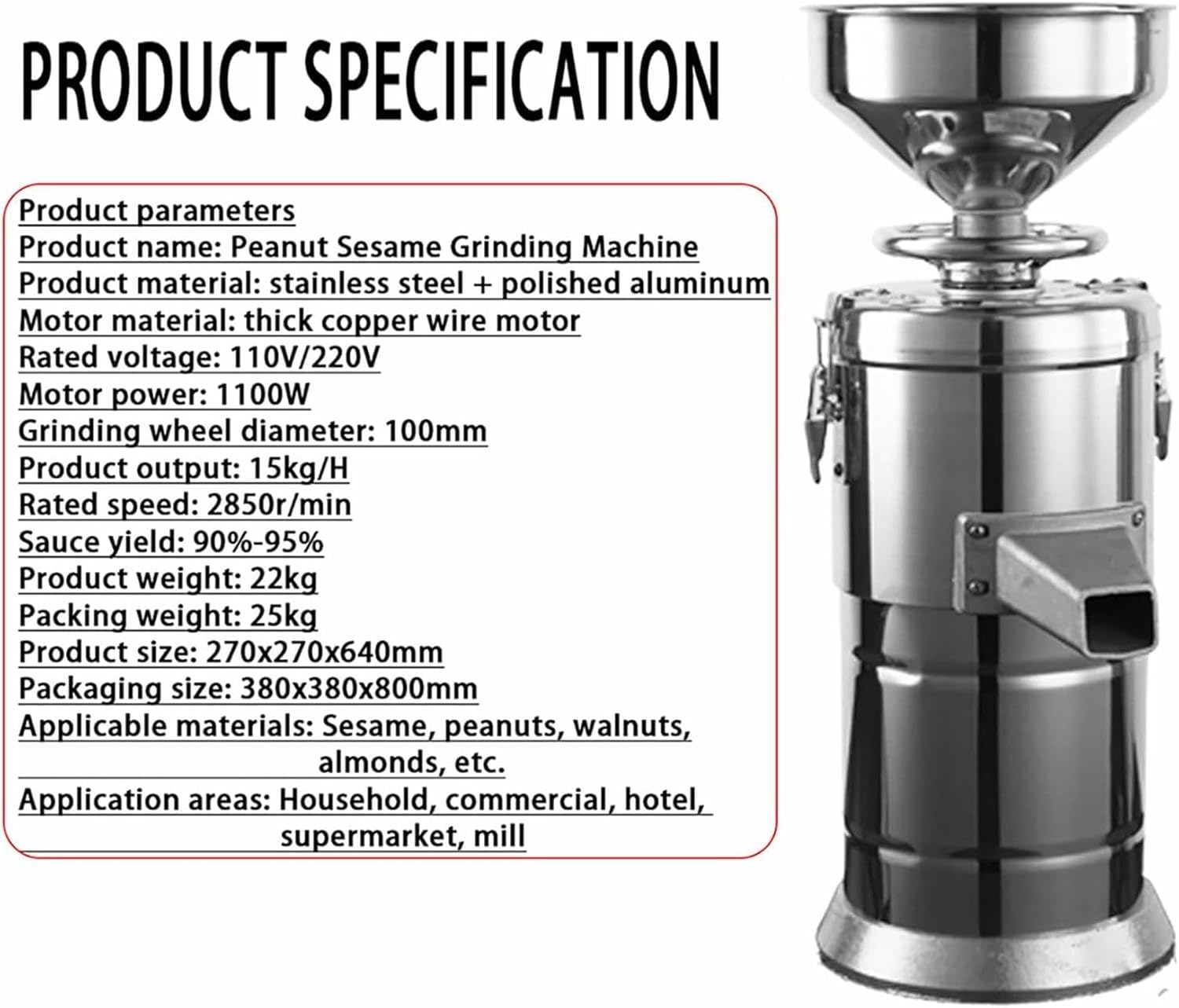 Professional Peanut Sesame Grinding Machine Output 15kg/h Sesame Paste Commercial Grain Mill for Sesame Seeds Walnuts