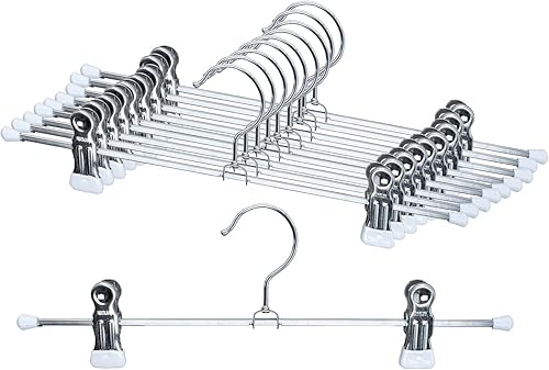 Miniatura 14 de Mawa by Reston Lloyd - Percha antideslizante para pantalones y faldas con dos clips, estilo K/40D, juego de 10, 15 3/4 pulgadas de largo, rojo