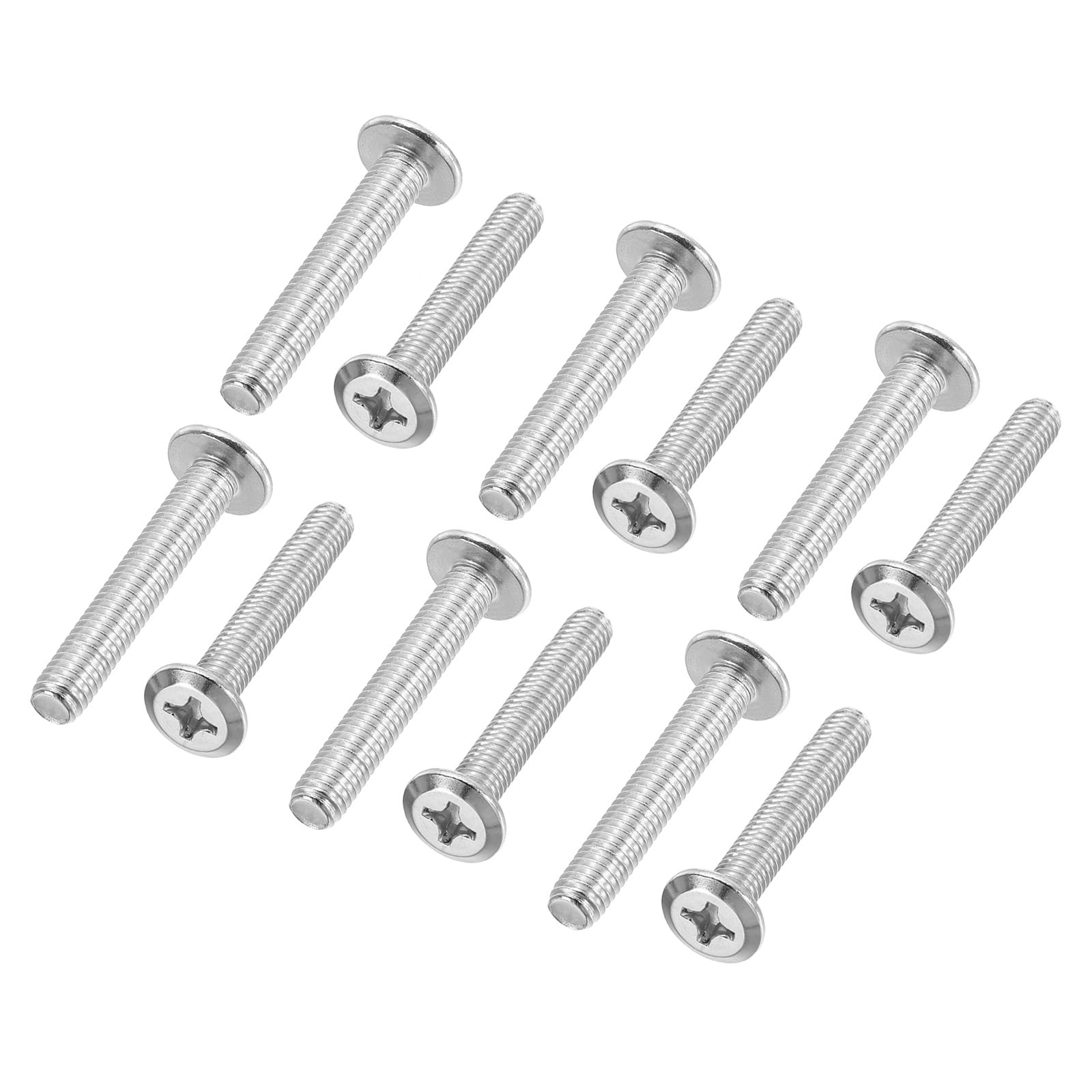 PATIKIL Flat Round Head Phillips Screws, 8 Pack M6-1 x 35mm Binding Screws 304 Stainless Steel 18-8 Full Thread