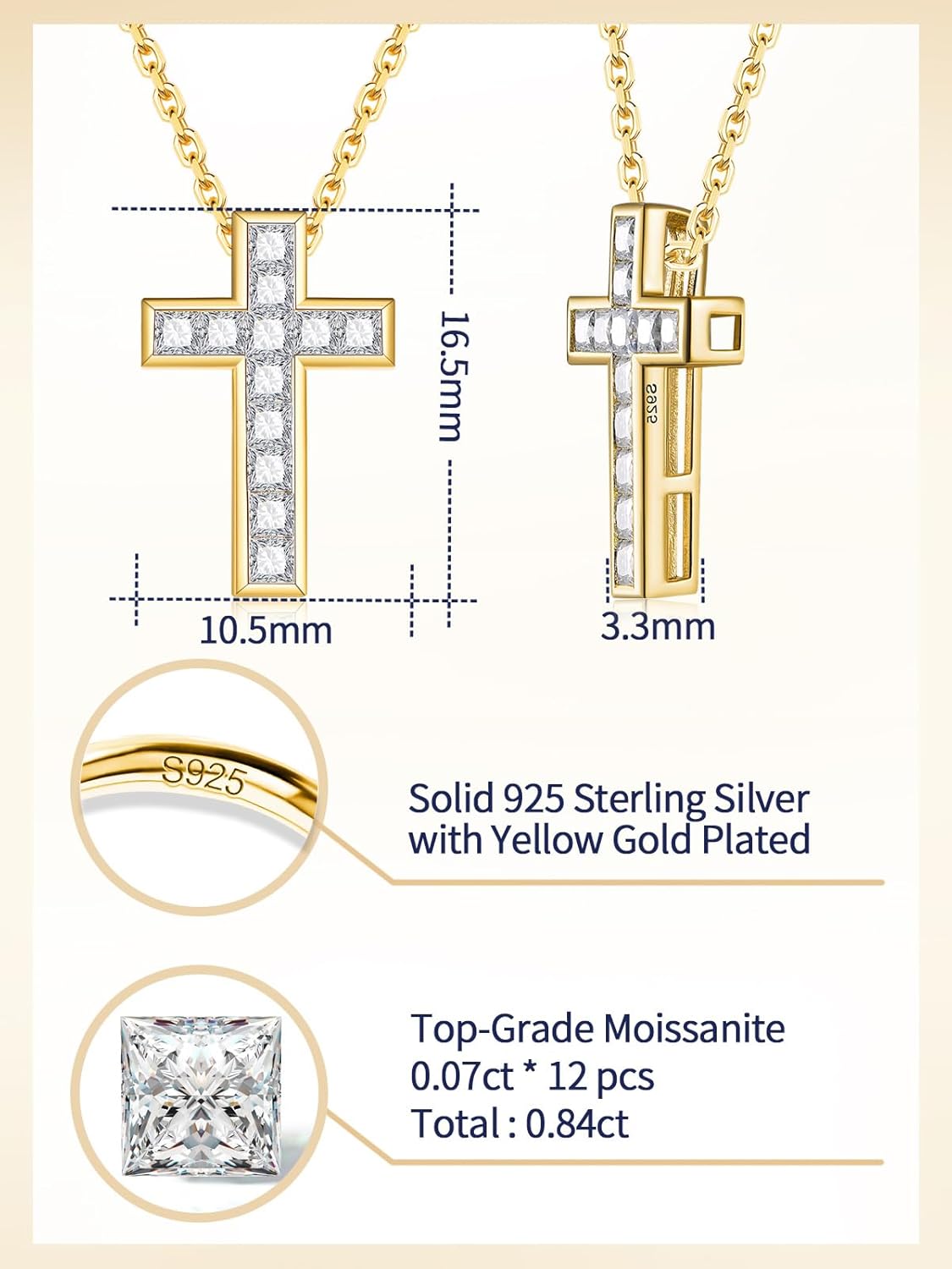 CYW Moissanite Cute Small Pendant Necklace for Women Teen Girls, Authentic Solid 925 Sterling Silver, 16"/18"/20" Chain Adjustable, Birthday Valentines Christmas Ideal Gift - Image 6