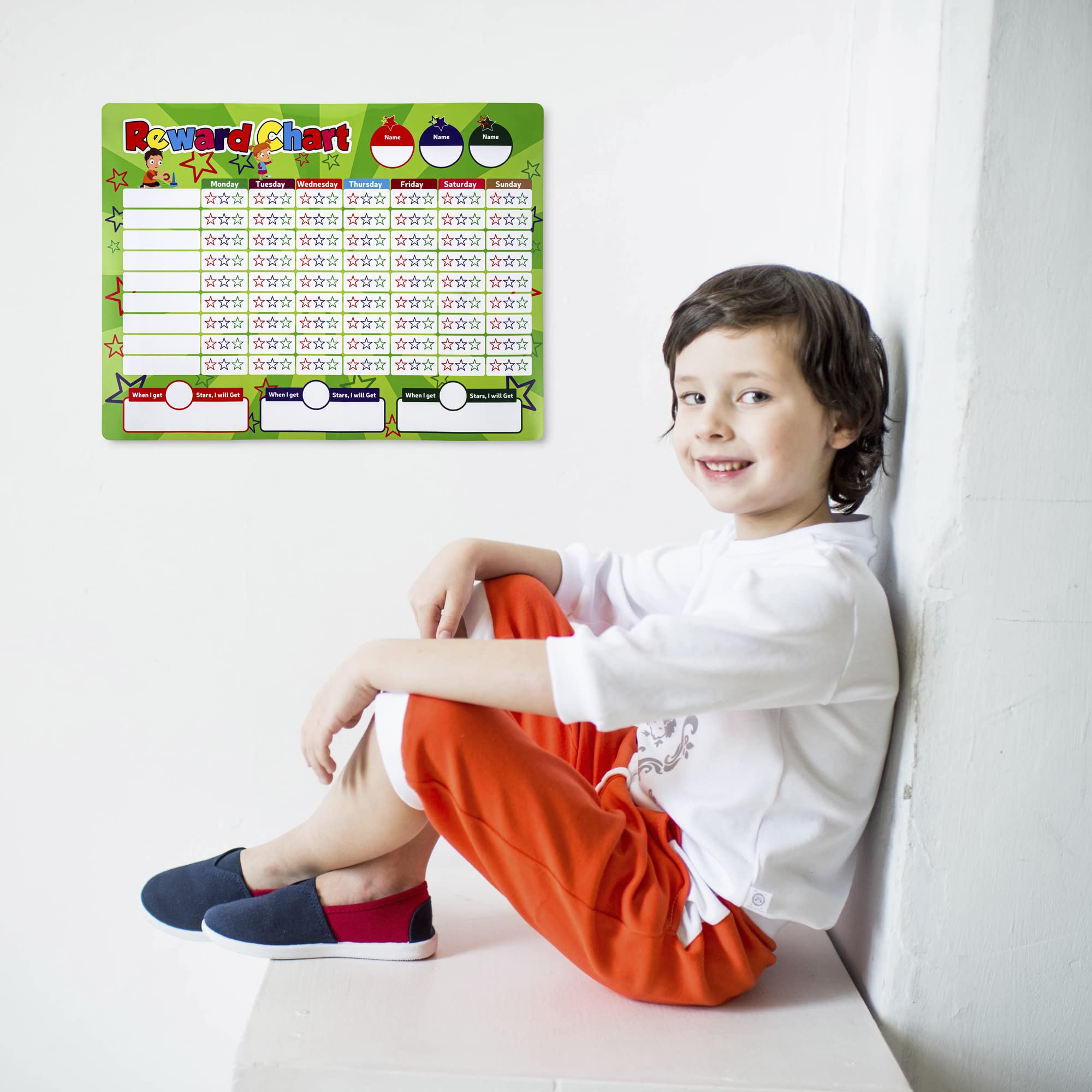 Buy Dry Erase Reusable Sticker Chart with 4 Markers Behavior Chart