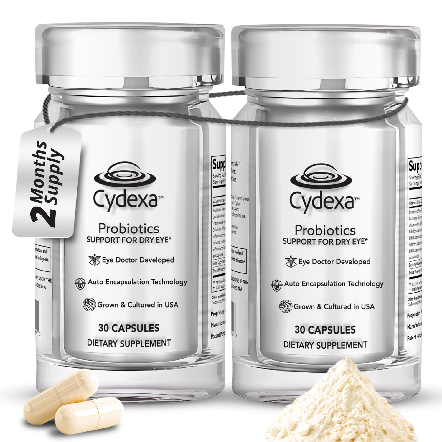 Only Probiotic Supplements for Dry Eye with Entrocoat &amp; Vitamin D₃ – Scientifically Developed Eye Vitamins for Eye Gut–Eye Axis Support – Ophthalmologist-Formulated for Dryness &amp; Redness (Pack-of-02)