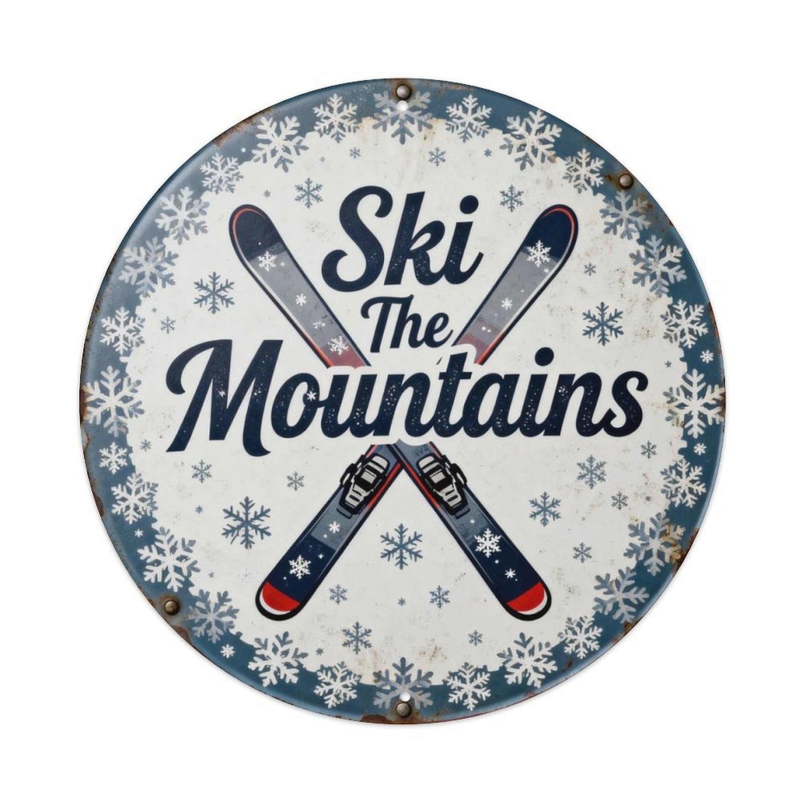 Ski The Mountains Metal Tin Sign Plaque