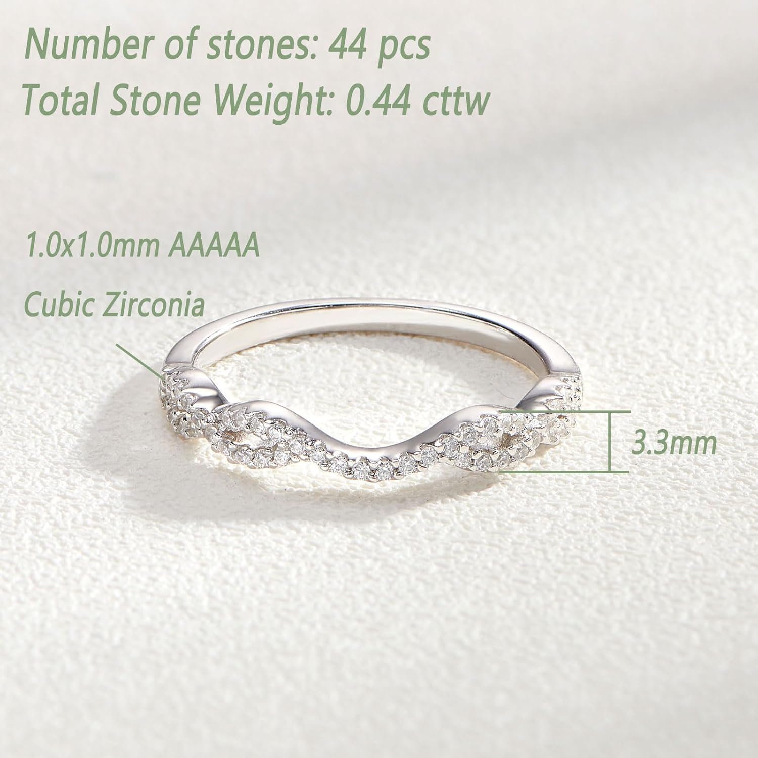 Wuziwen Twisted Infinity Ring Enhancer for Engagement Rings 2 Pieces Wedding Bands for Women 925 Sterling Silver Stackable - Image 6