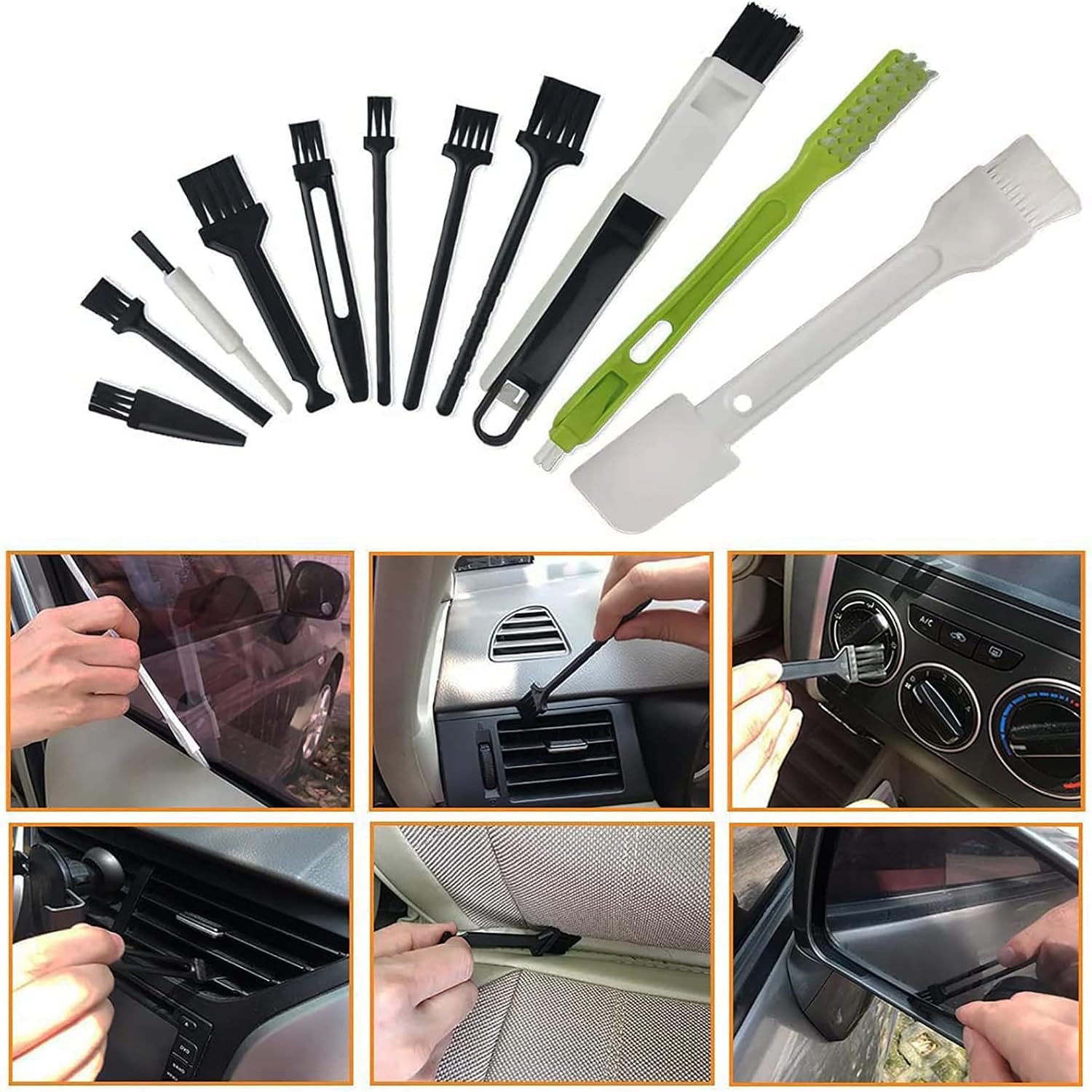 Plastic Handle Nylon Anti Static Brushes Cleaning Keyboard Car Seat Wall Gap Water Cup Home Appliances Brush Cloth Puller Tweezers Kit (Set of 19)