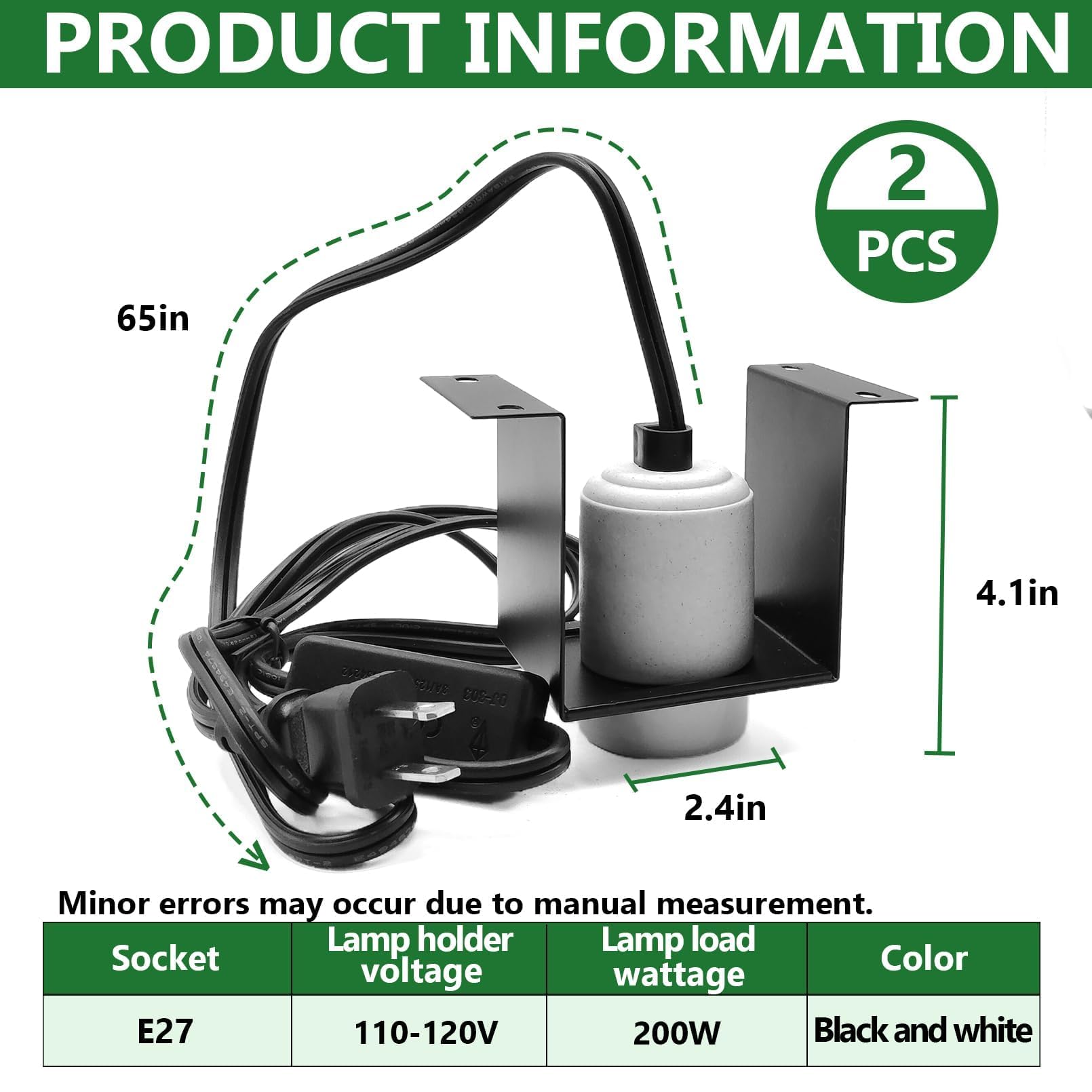 2PCS Reptile Light Fixture,Reptile Terrarium Heat Lamps Holder Bracket with Thermometer,Gecko Ceramic Heating Light Socket,Width-Increased Bearded Dragon Lamp Fixture for Lizard,Turtle,Snake - image 4