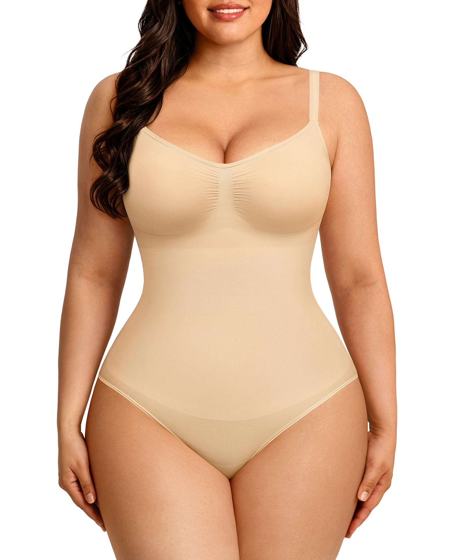 FeelinGirl Full Body Shapewear Tummy Control Bodysuit for Women Butt Lifter Body Shaper M/L