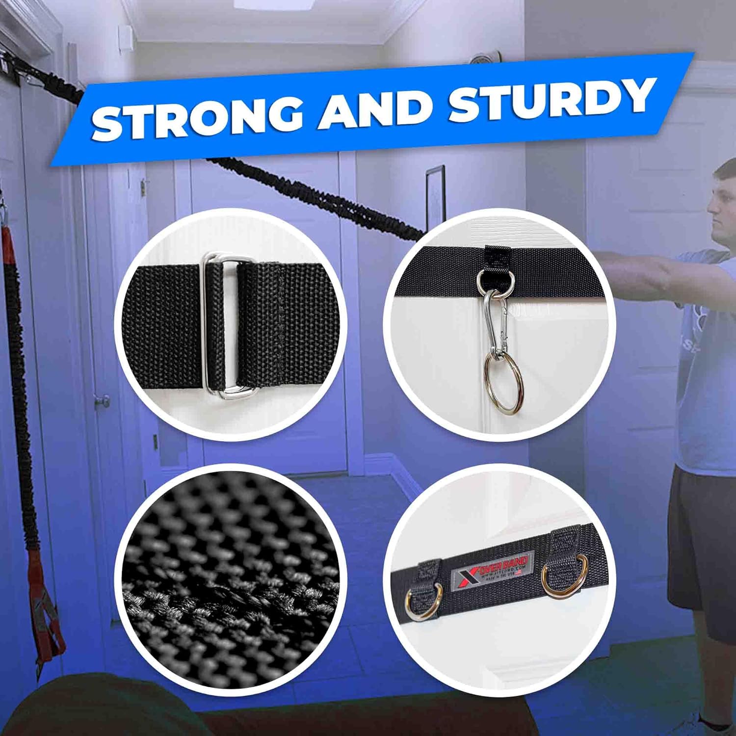X-Over Home Rehab Gym Bundle Resistance Bands with Clip & Ring Set, Door Anchor Straps & Carry Bag for at-Home Shoulder & Arm Care, Strengthening, Reduce Pain, Injury Prevention, & Recovery