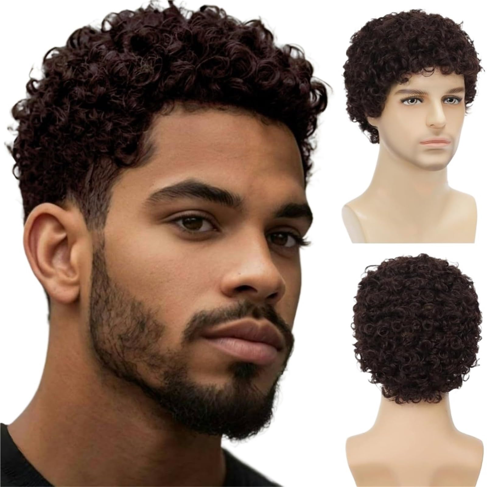 ZTHYSHOZ Women's Wig Men's Short Hair Wig, Headband, Small Roll, Fluffy Style, Natural(Natural)