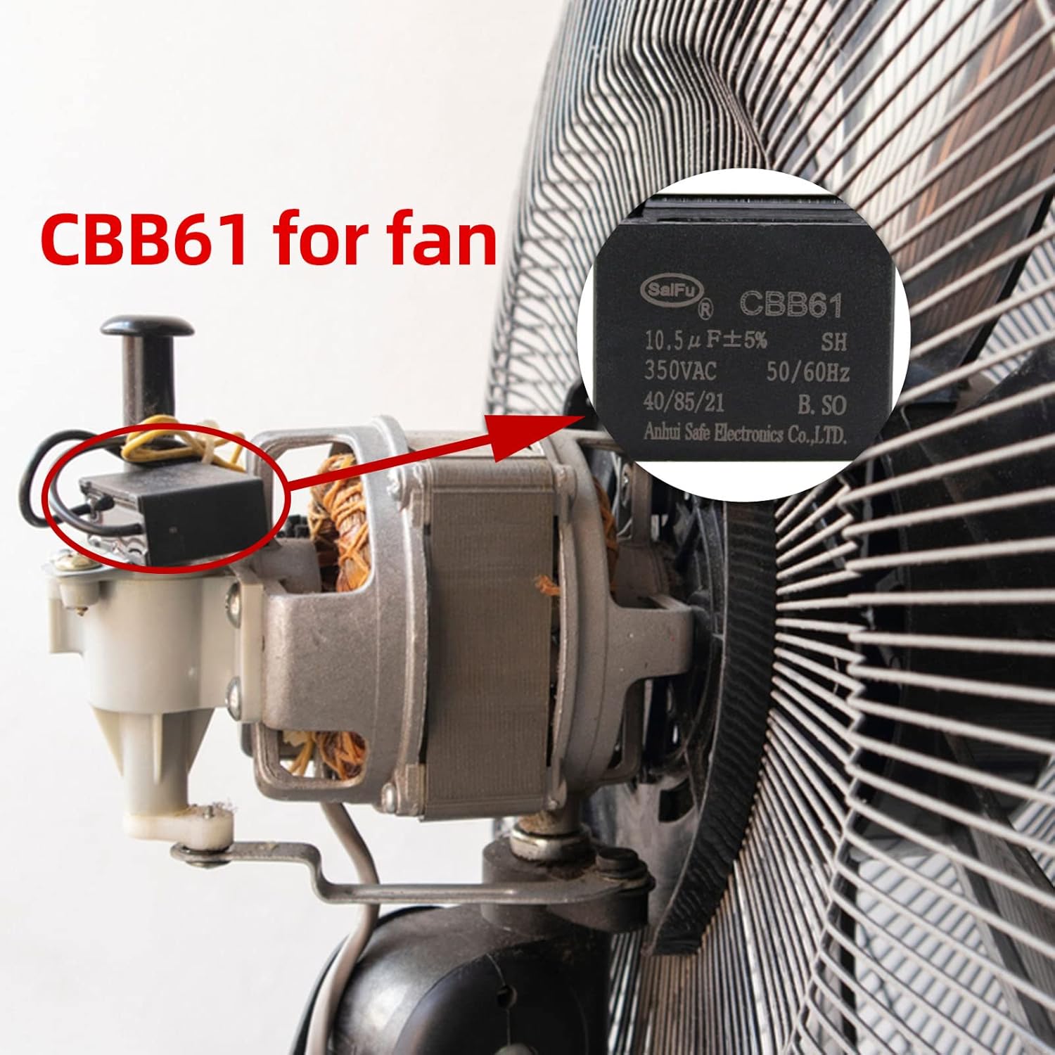 CBB61 Capacitor 10.5uf 350V AC Ceiling Fan 2 Wire 50/60Hz for Starting Electric Fan Generator Pump Motor