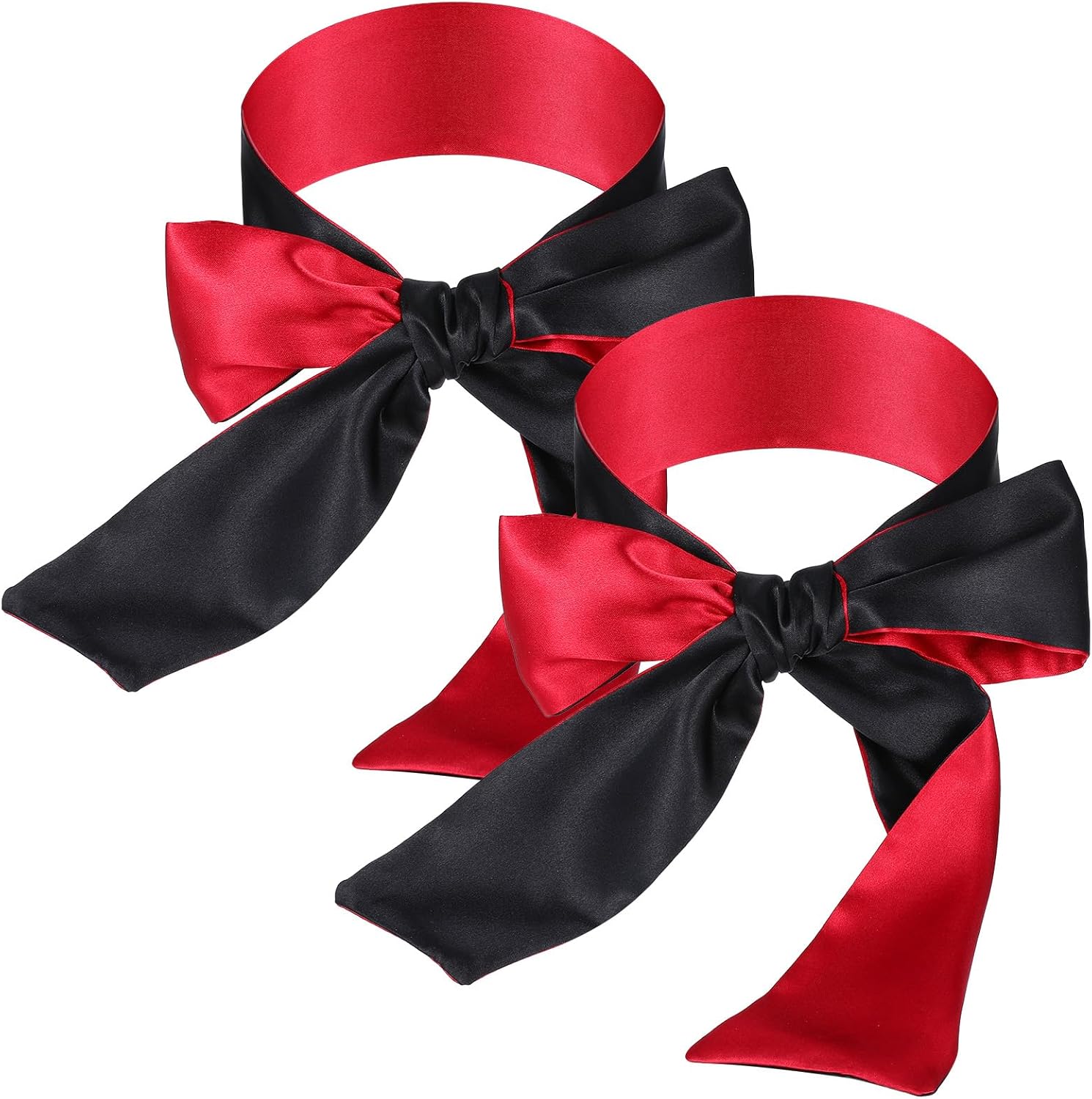 Satin Eye Mask Sleep Mask, 2pcs 59inch Soft Blindfold Valentine Gift for Couples Travel Nap Meditation(2 Two-Toned)