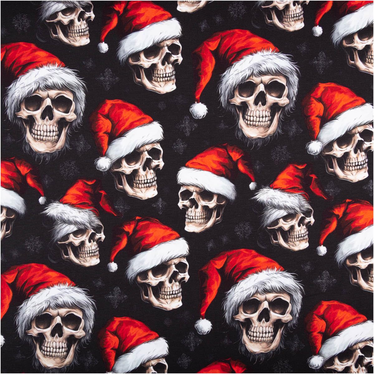 French Terry Christmas Skulls Skulls Black Red 145 cm Sold by the Metre Ideal for Towels and Bath Textiles (145 cm Width)