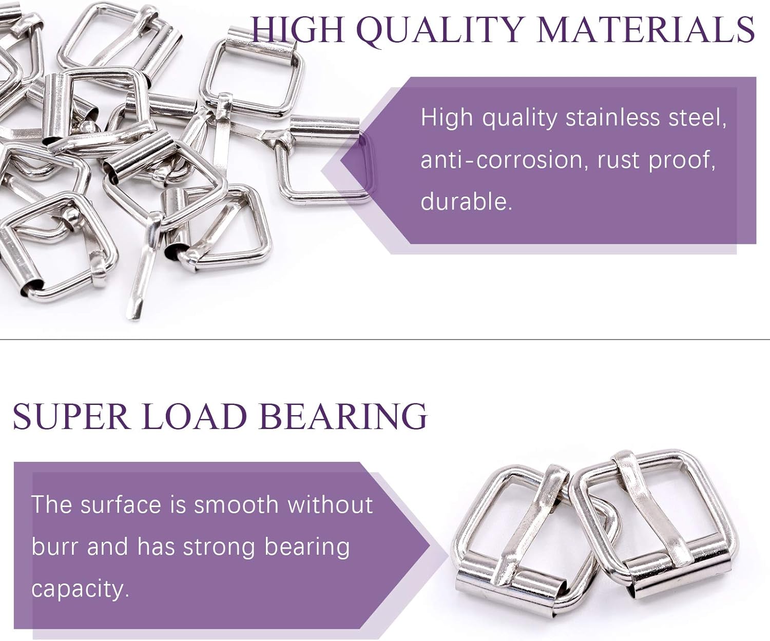 Swpeet 60Pcs Heavy Duty Multi-Purpose Metal Roller Buckles Metal Rings for Belts Hardware Bags Ring Hand DIY Accessories - Image 3