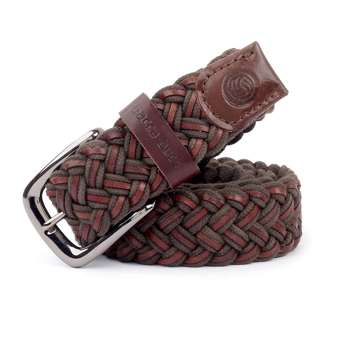 Italian Woven Leather and Cotton Elastic Braided Belt for Men with Alloy Buckle-image-37