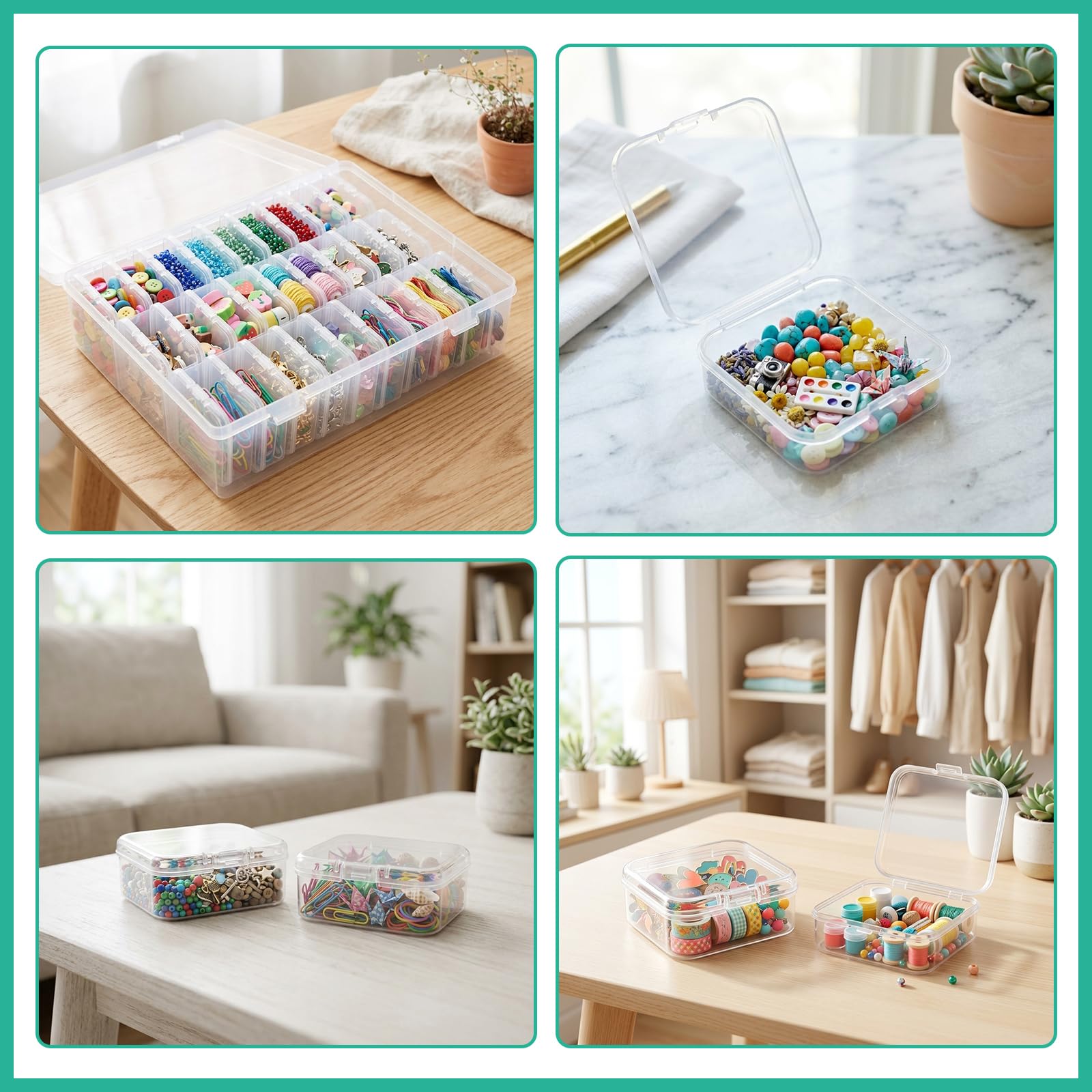 1 Großbox 30 Mini Boxen Perlen Aufbewahrungsbox, Mini Box Kleine Box mit Deckel Plastikbox Klein Bastelorganizer Schmuck Aufbewahrungsbox, 30 Fächer Sortierbox Transparent Organizer für Perlen DIY Küche, Haushalt & Wohnen
