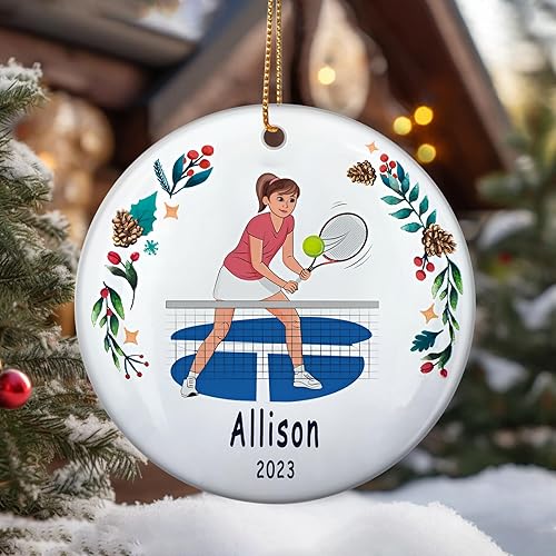 Vista 7 de Adornos de Navidad personalizados para correr, adorno de árbol de Navidad para niña, regalos de correr para Navidad, maratón, pista, adornos