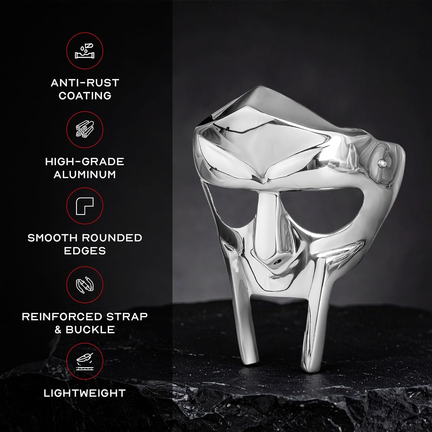 MF Doom Mask – Handcrafted Aluminum Gladiator Helmet Inspired by Doctor Doom | Lightweight Metal Mask for Halloween, Cosplay, LARP, and Display | Gift for Men, Boyfriend or Brother - Image 2