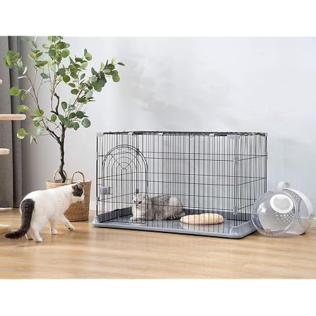 Amazon 牧小苫 ｍｓｍｒペットケージ 犬ケージ 猫ケージ 3サイズ 室内外兼用 犬 猫 トレー付き 折り畳み式 移動便利 グリーン グレー ピンク ブラック 1段 76 50 5 47cm 牧小苫 ｍｓｍｒ 飼育ケージ 通販