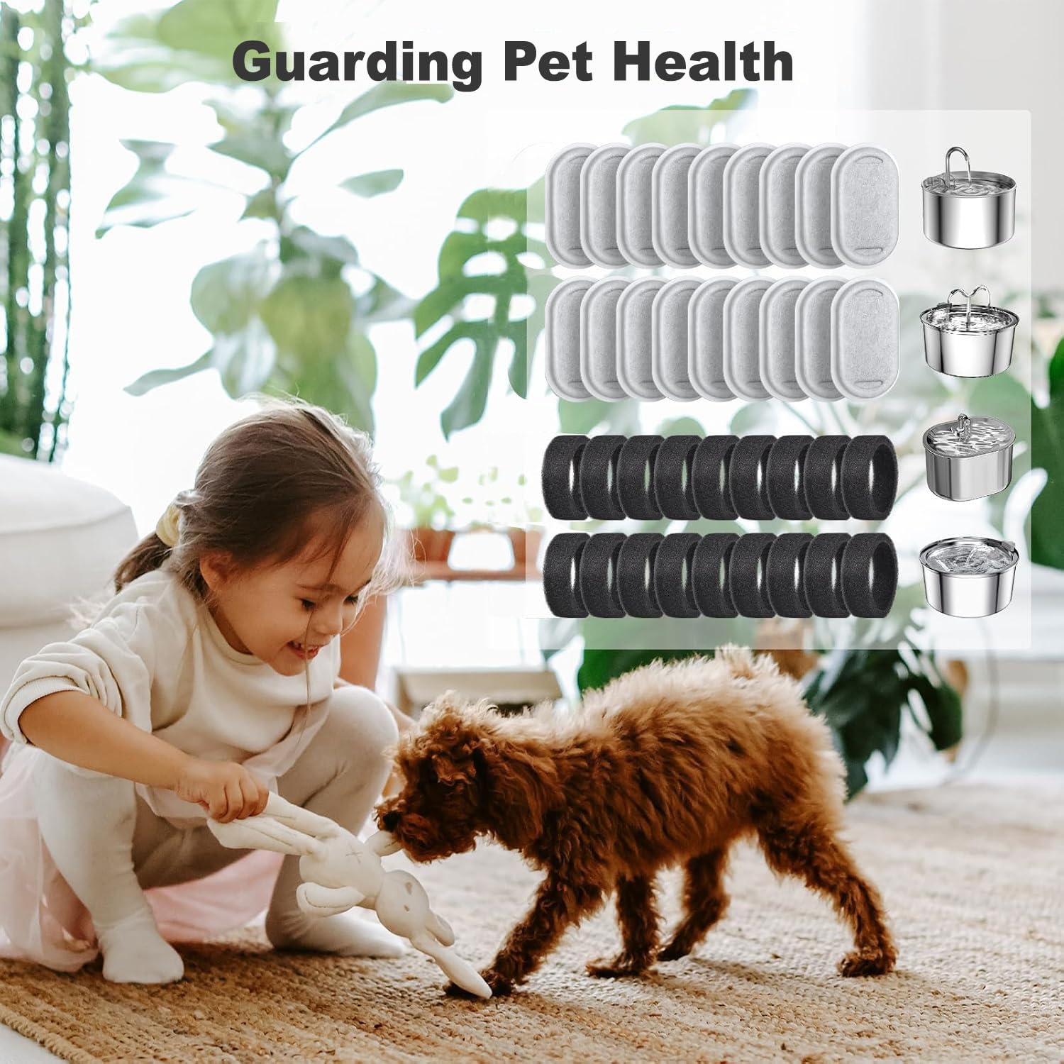 Cat Water Fountain Filters, 24 Pack Replacement Filters for 108oz/3.2L& 67oz/2L Stainless Steel Pet Dog Water Fountain - image 7