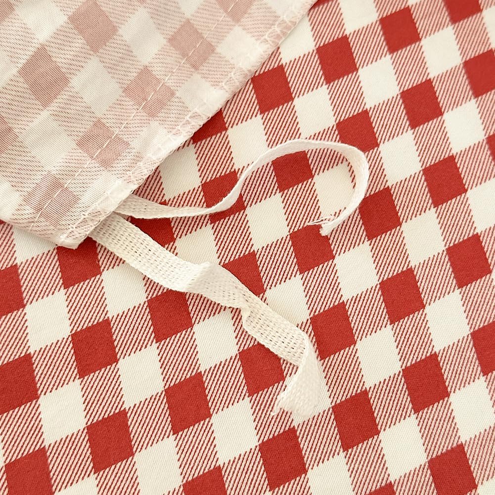 NSNLGSGC Red Gingham Duvet Cover Set Queen, Grid Simple Geometric Square Pattern Comforter Cover,Soft Plaid Washed Microfiber Bedding Cover(3PCS,Queen) - Image 9