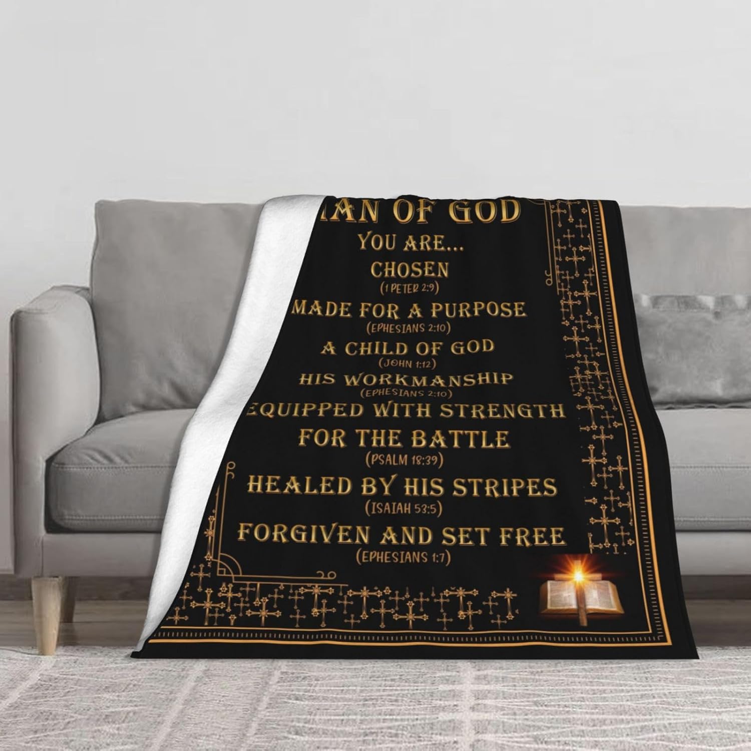 Christian Gifts for Men, Religious Gifts for Men Faith, Man of God Gift Blanket, Christian Blanket for Man 60"X 50", Spiritual Gift - Image 9