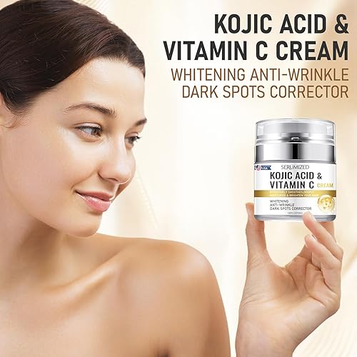 Miniatura 4 de Crema de ácido kójico y vitamina C, 1.69 onzas líquidas, blanqueadora, antiarrugas, corrector de manchas oscuras